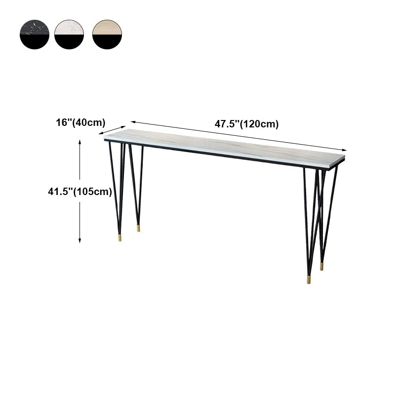 Modern Marble Pub Table with Rectangle Table Top Black Legs Table - 42" H Clearhalo 'Bar Furniture' 'Bar Tables' 'bar_tables' 'furn' 'furn_bar_tables' 'Furniture' 'furniture_bar_tables' 'Kitchen & Dining Furniture' 4493734
