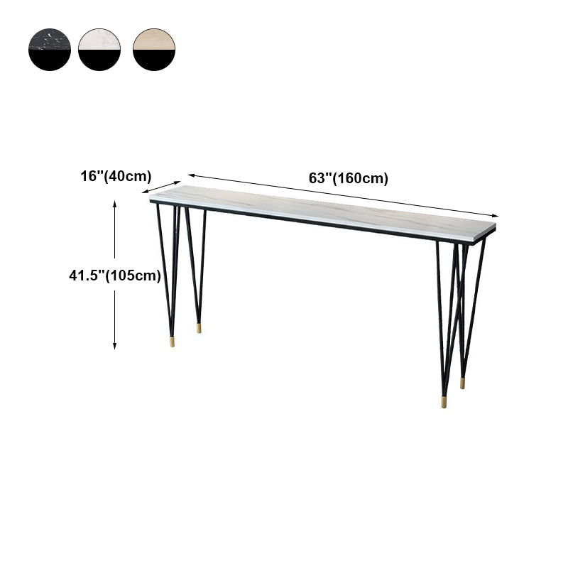 Modern Marble Pub Table with Rectangle Table Top Black Legs Table - 42" H Clearhalo 'Bar Furniture' 'Bar Tables' 'bar_tables' 'furn' 'furn_bar_tables' 'Furniture' 'furniture_bar_tables' 'Kitchen & Dining Furniture' 4493736
