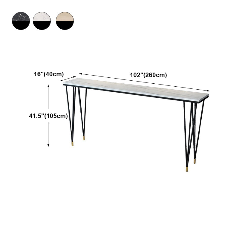 Modern Marble Pub Table with Rectangle Table Top Black Legs Table - 42" H Clearhalo 'Bar Furniture' 'Bar Tables' 'bar_tables' 'furn' 'furn_bar_tables' 'Furniture' 'furniture_bar_tables' 'Kitchen & Dining Furniture' 4493741