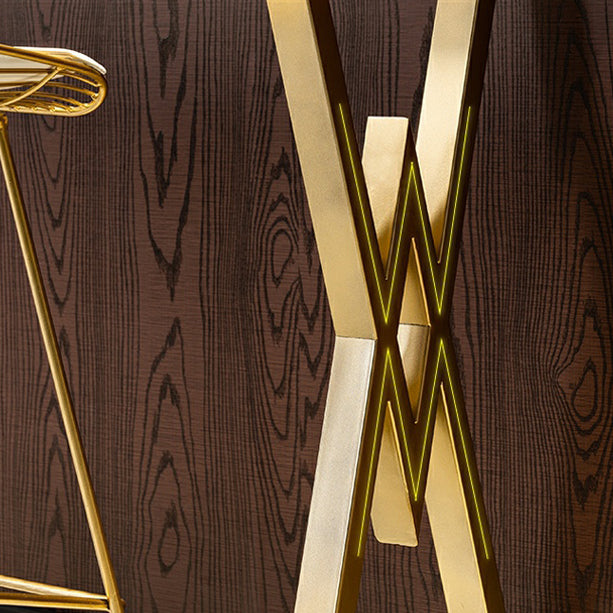 Glam Marble Bar Table with Rectangle Table Top Gold Double Pedestal Table - 42" H Clearhalo 'Bar Furniture' 'Bar Tables' 'bar_tables' 'furn' 'furn_bar_tables' 'Furniture' 'furniture_bar_tables' 'Kitchen & Dining Furniture' 4493750