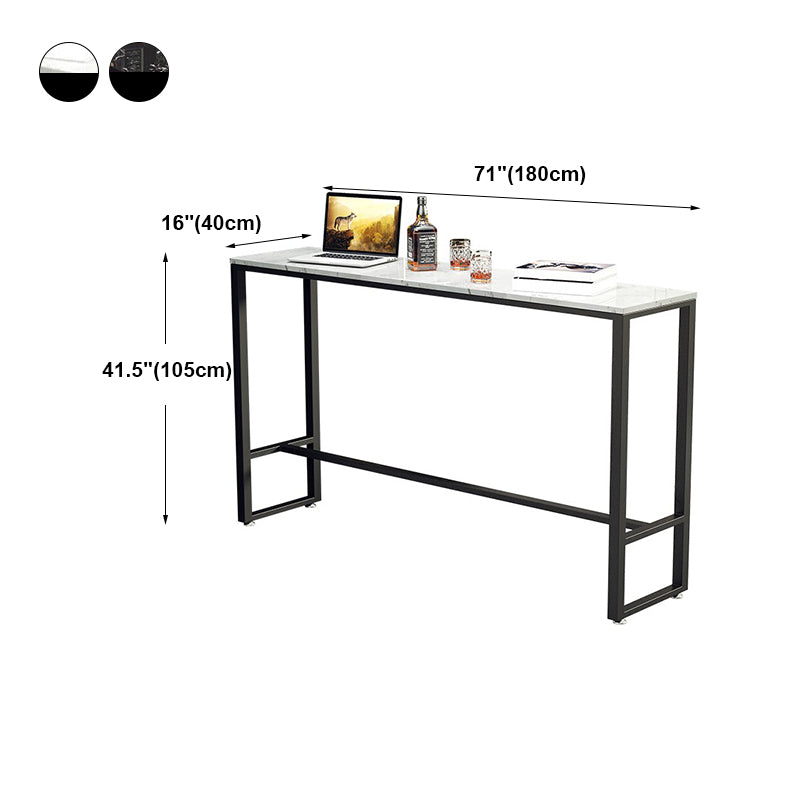 Modern Marble Bistro Table with Rectangle Table Top Black Trestle Table - 42" H Clearhalo 'Bar Furniture' 'Bar Tables' 'bar_tables' 'furn' 'furn_bar_tables' 'Furniture' 'furniture_bar_tables' 'Kitchen & Dining Furniture' 4493781