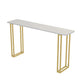 Modern Marble Counter Table with Rectangle Table Top Sled Table - 42" H White-Gold Without Chairs Clearhalo 'Bar Furniture' 'Bar Tables' 'bar_tables' 'furn' 'furn_bar_tables' 'Furniture' 'furniture_bar_tables' 'Kitchen & Dining Furniture' 4493788