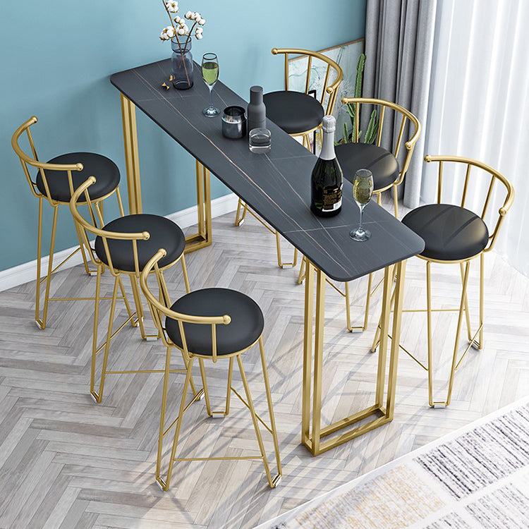Modern Marble Counter Table with Rectangle Table Top Sled Table - 42" H Clearhalo 'Bar Furniture' 'Bar Tables' 'bar_tables' 'furn' 'furn_bar_tables' 'Furniture' 'furniture_bar_tables' 'Kitchen & Dining Furniture' 4493795