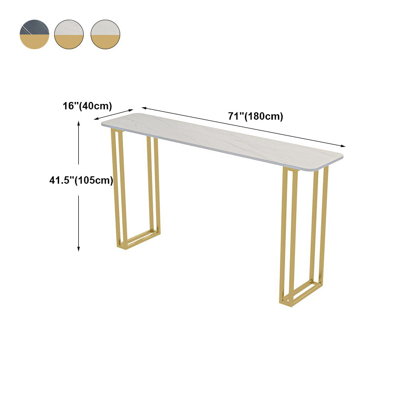 Modern Marble Counter Table with Rectangle Table Top Sled Table - 42" H Clearhalo 'Bar Furniture' 'Bar Tables' 'bar_tables' 'furn' 'furn_bar_tables' 'Furniture' 'furniture_bar_tables' 'Kitchen & Dining Furniture' 4493800