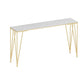 Glam White Wood Counter Table with Rectangle Table Top Gold Legs Table - 42" H Faux Marble Without Chairs Clearhalo 'Bar Furniture' 'Bar Tables' 'bar_tables' 'furn' 'furn_bar_tables' 'Furniture' 'furniture_bar_tables' 'Kitchen & Dining Furniture' 4493806