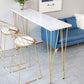 Glam White Wood Counter Table with Rectangle Table Top Gold Legs Table - 42" H Clearhalo 'Bar Furniture' 'Bar Tables' 'bar_tables' 'furn' 'furn_bar_tables' 'Furniture' 'furniture_bar_tables' 'Kitchen & Dining Furniture' 4493811