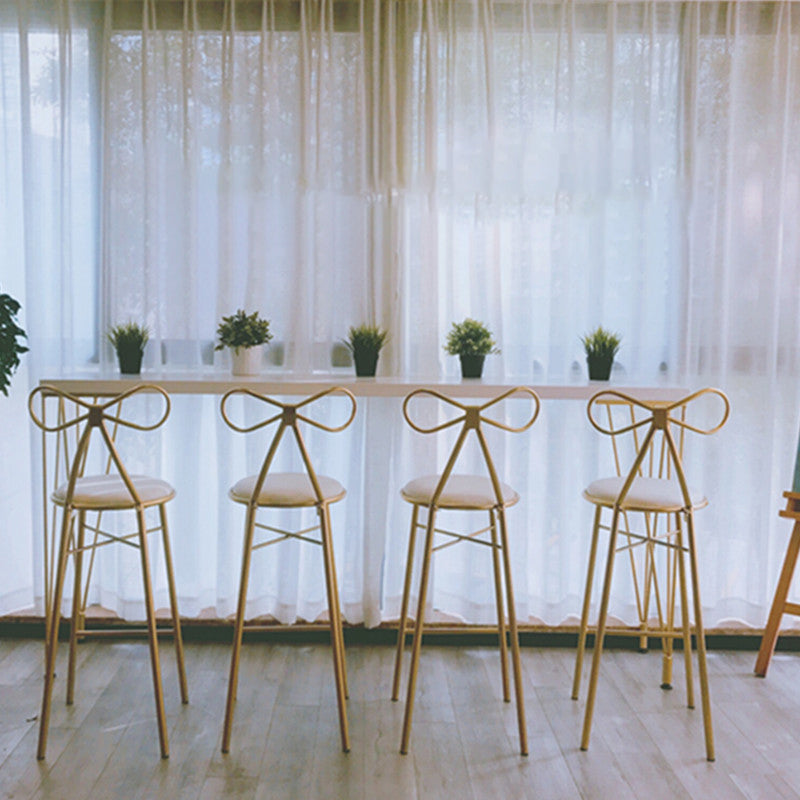 Glam White Wood Counter Table with Rectangle Table Top Gold Legs Table - 42" H Clearhalo 'Bar Furniture' 'Bar Tables' 'bar_tables' 'furn' 'furn_bar_tables' 'Furniture' 'furniture_bar_tables' 'Kitchen & Dining Furniture' 4493812