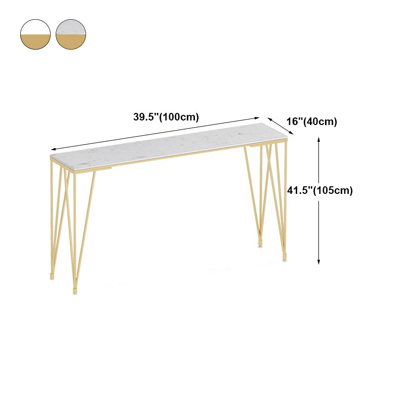 Glam White Wood Counter Table with Rectangle Table Top Gold Legs Table - 42" H Clearhalo 'Bar Furniture' 'Bar Tables' 'bar_tables' 'furn' 'furn_bar_tables' 'Furniture' 'furniture_bar_tables' 'Kitchen & Dining Furniture' 4493813