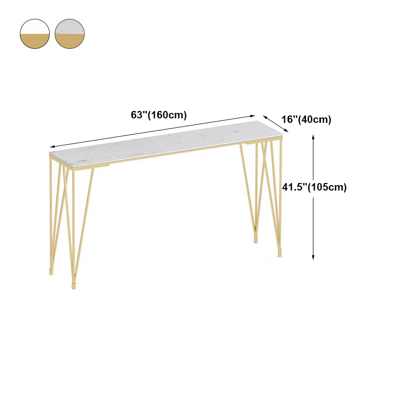 Glam White Wood Counter Table with Rectangle Table Top Gold Legs Table - 42" H Clearhalo 'Bar Furniture' 'Bar Tables' 'bar_tables' 'furn' 'furn_bar_tables' 'Furniture' 'furniture_bar_tables' 'Kitchen & Dining Furniture' 4493817
