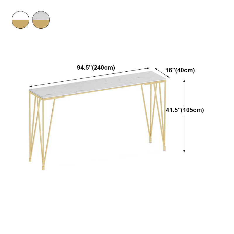 Glam White Wood Counter Table with Rectangle Table Top Gold Legs Table - 42" H Clearhalo 'Bar Furniture' 'Bar Tables' 'bar_tables' 'furn' 'furn_bar_tables' 'Furniture' 'furniture_bar_tables' 'Kitchen & Dining Furniture' 4493821