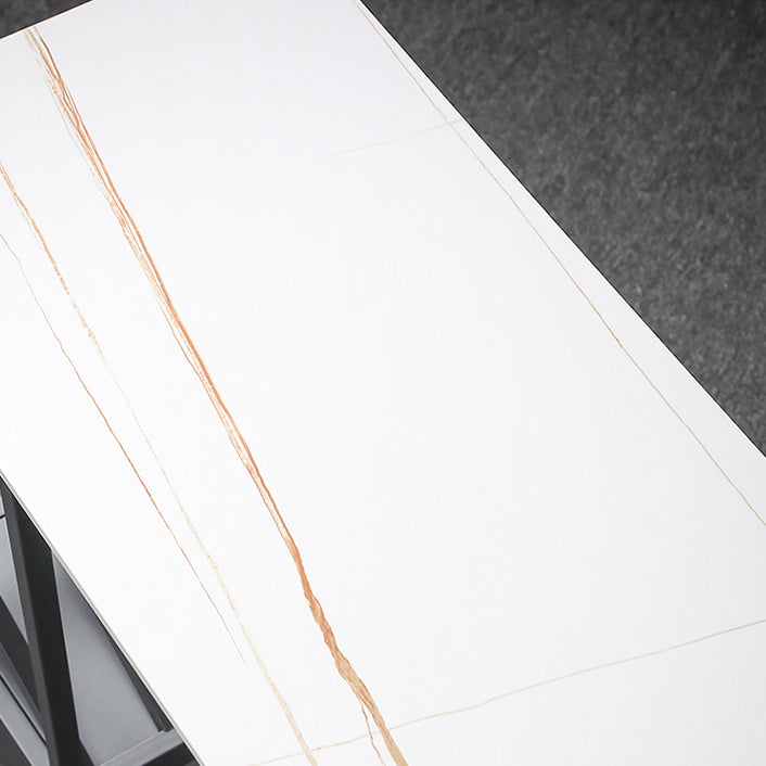 Modern Marble Pub Table with Rectangle Table Top Double Pedestal Table - 42" H Clearhalo 'Bar Furniture' 'Bar Tables' 'bar_tables' 'furn' 'furn_bar_tables' 'Furniture' 'furniture_bar_tables' 'Kitchen & Dining Furniture' 4493829