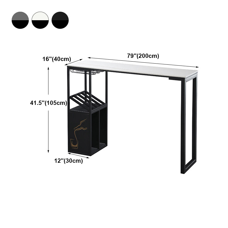 Modern Marble Pub Table with Rectangle Table Top Double Pedestal Table - 42" H Clearhalo 'Bar Furniture' 'Bar Tables' 'bar_tables' 'furn' 'furn_bar_tables' 'Furniture' 'furniture_bar_tables' 'Kitchen & Dining Furniture' 4493841