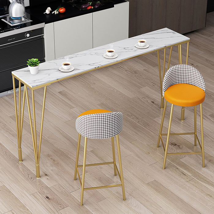 Modern Marble Pub Table with Rectangle Table Top Legs Table - 42" H Clearhalo 'Bar Furniture' 'Bar Tables' 'bar_tables' 'furn' 'furn_bar_tables' 'Furniture' 'furniture_bar_tables' 'Kitchen & Dining Furniture' 4493854