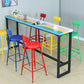 Industrial Wood Bar Table with Rectangle Table Top Trestle Table - 42" H 86.6"L x 15.7"W x 41.3"H Black Without Chairs Clearhalo 'Bar Furniture' 'Bar Tables' 'bar_tables' 'furn' 'furn_bar_tables' 'Furniture' 'furniture_bar_tables' 'Kitchen & Dining Furniture' 4493862