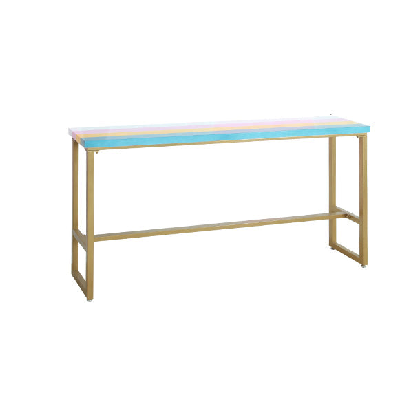 Industrial Wood Bar Table with Rectangle Table Top Trestle Table - 42" H Brown Without Chairs Clearhalo 'Bar Furniture' 'Bar Tables' 'bar_tables' 'furn' 'furn_bar_tables' 'Furniture' 'furniture_bar_tables' 'Kitchen & Dining Furniture' 4493865