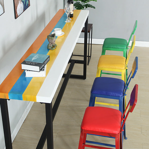 Industrial Wood Bar Table with Rectangle Table Top Trestle Table - 42" H Clearhalo 'Bar Furniture' 'Bar Tables' 'bar_tables' 'furn' 'furn_bar_tables' 'Furniture' 'furniture_bar_tables' 'Kitchen & Dining Furniture' 4493867