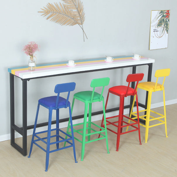 Industrial Wood Bar Table with Rectangle Table Top Trestle Table - 42" H Clearhalo 'Bar Furniture' 'Bar Tables' 'bar_tables' 'furn' 'furn_bar_tables' 'Furniture' 'furniture_bar_tables' 'Kitchen & Dining Furniture' 4493870
