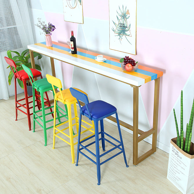 Industrial Wood Bar Table with Rectangle Table Top Trestle Table - 42" H Clearhalo 'Bar Furniture' 'Bar Tables' 'bar_tables' 'furn' 'furn_bar_tables' 'Furniture' 'furniture_bar_tables' 'Kitchen & Dining Furniture' 4493871