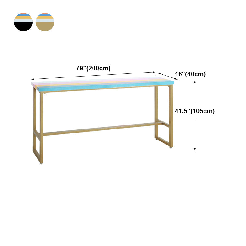 Industrial Wood Bar Table with Rectangle Table Top Trestle Table - 42" H Clearhalo 'Bar Furniture' 'Bar Tables' 'bar_tables' 'furn' 'furn_bar_tables' 'Furniture' 'furniture_bar_tables' 'Kitchen & Dining Furniture' 4493878