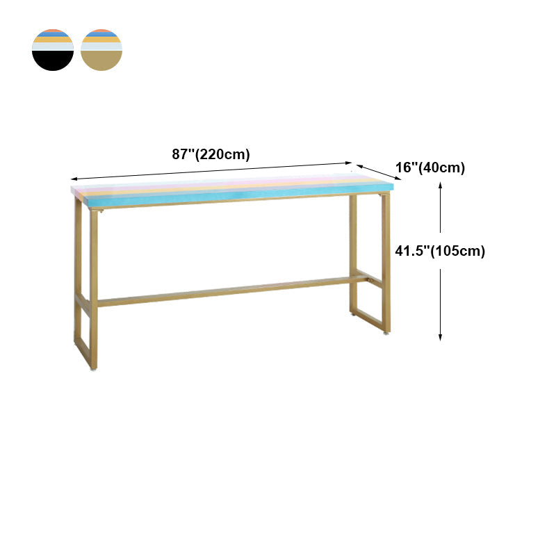 Industrial Wood Bar Table with Rectangle Table Top Trestle Table - 42" H Clearhalo 'Bar Furniture' 'Bar Tables' 'bar_tables' 'furn' 'furn_bar_tables' 'Furniture' 'furniture_bar_tables' 'Kitchen & Dining Furniture' 4493879
