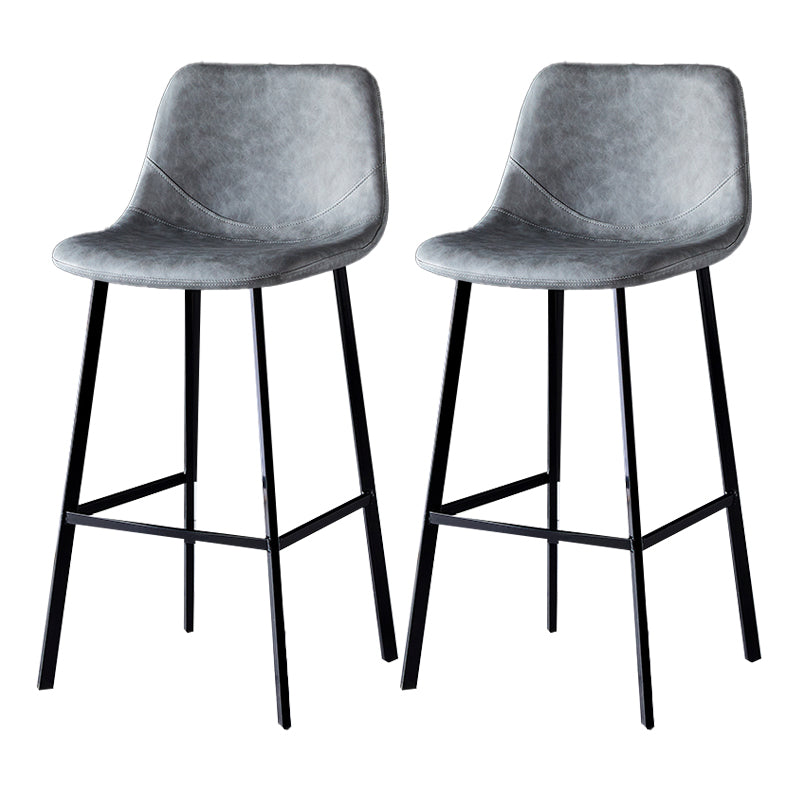 Industrial Style Bar-stool Bucket Seat Metal Legs for Kitchen Bar Grey Black 2 Piece Set Clearhalo 'Bar Furniture' 'Bar Stools' 'bar_stools' 'furn' 'furn_bar_stools' 'furniture_bar_stools' 'Kitchen & Dining Furniture' 'kitchen&dining_furn' 'kitchen' 'kitchen_furn' Furniture' 4493924