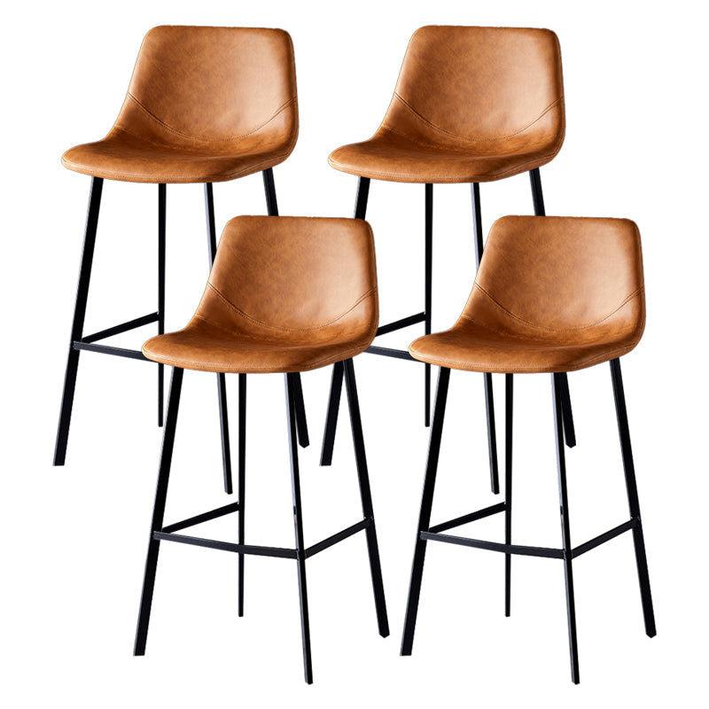 Industrial Style Bar-stool Bucket Seat Metal Legs for Kitchen Bar Brown Black 4 Piece Set Clearhalo 'Bar Furniture' 'Bar Stools' 'bar_stools' 'furn' 'furn_bar_stools' 'furniture_bar_stools' 'Kitchen & Dining Furniture' 'kitchen&dining_furn' 'kitchen' 'kitchen_furn' Furniture' 4493940