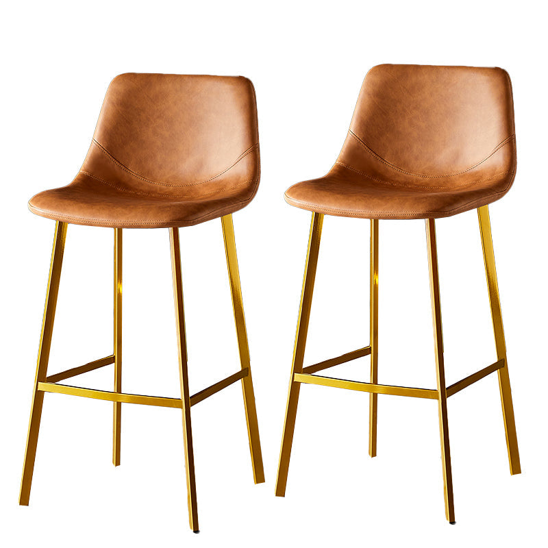 Industrial Style Bar-stool Bucket Seat Metal Legs for Kitchen Bar Brown Gold 2 Piece Set Clearhalo 'Bar Furniture' 'Bar Stools' 'bar_stools' 'furn' 'furn_bar_stools' 'furniture_bar_stools' 'Kitchen & Dining Furniture' 'kitchen&dining_furn' 'kitchen' 'kitchen_furn' Furniture' 4493942