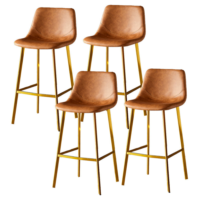 Industrial Style Bar-stool Bucket Seat Metal Legs for Kitchen Bar Brown Gold 4 Piece Set Clearhalo 'Bar Furniture' 'Bar Stools' 'bar_stools' 'furn' 'furn_bar_stools' 'furniture_bar_stools' 'Kitchen & Dining Furniture' 'kitchen&dining_furn' 'kitchen' 'kitchen_furn' Furniture' 4493943