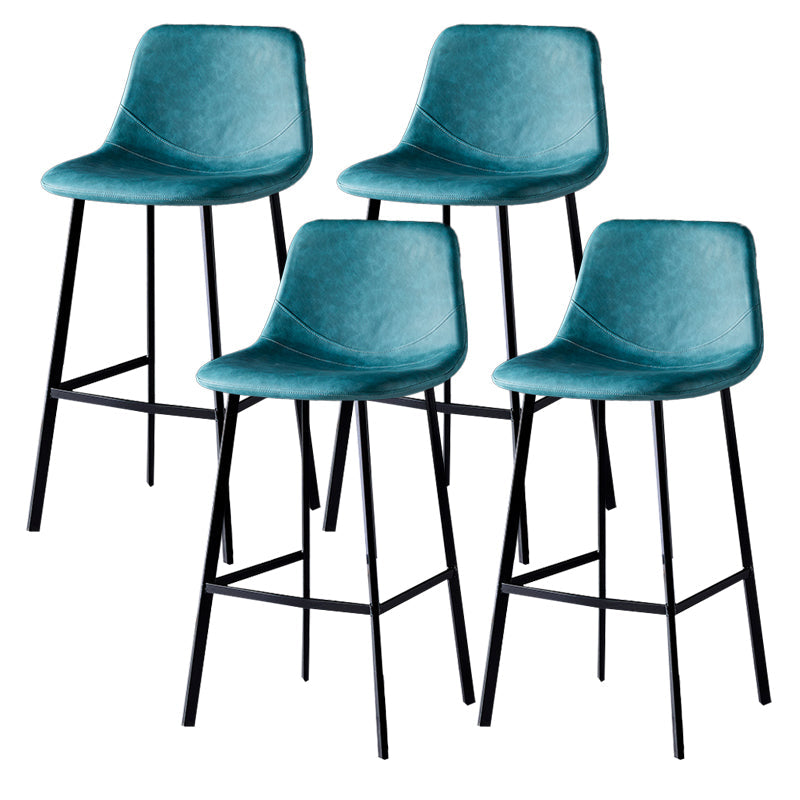 Industrial Style Bar-stool Bucket Seat Metal Legs for Kitchen Bar Lake Blue Black 4 Piece Set Clearhalo 'Bar Furniture' 'Bar Stools' 'bar_stools' 'furn' 'furn_bar_stools' 'furniture_bar_stools' 'Kitchen & Dining Furniture' 'kitchen&dining_furn' 'kitchen' 'kitchen_furn' Furniture' 4493958