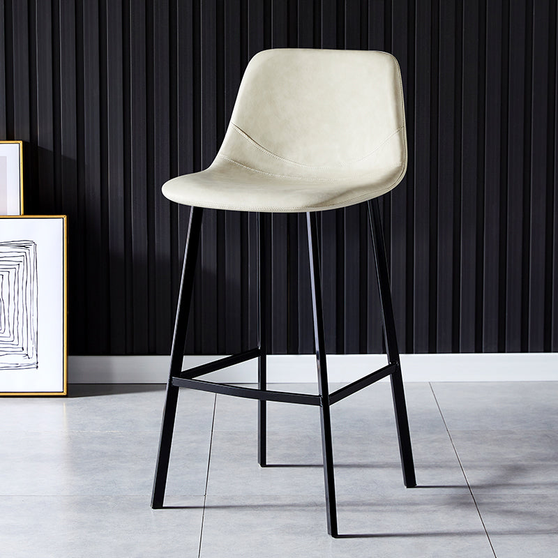 Industrial Style Bar-stool Bucket Seat Metal Legs for Kitchen Bar Off-White Black 1 Piece Clearhalo 'Bar Furniture' 'Bar Stools' 'bar_stools' 'furn' 'furn_bar_stools' 'furniture_bar_stools' 'Kitchen & Dining Furniture' 'kitchen&dining_furn' 'kitchen' 'kitchen_furn' Furniture' 4493962