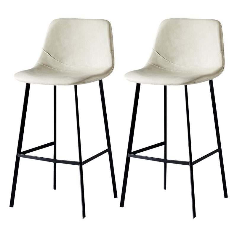 Industrial Style Bar-stool Bucket Seat Metal Legs for Kitchen Bar Off-White Black 2 Piece Set Clearhalo 'Bar Furniture' 'Bar Stools' 'bar_stools' 'furn' 'furn_bar_stools' 'furniture_bar_stools' 'Kitchen & Dining Furniture' 'kitchen&dining_furn' 'kitchen' 'kitchen_furn' Furniture' 4493963