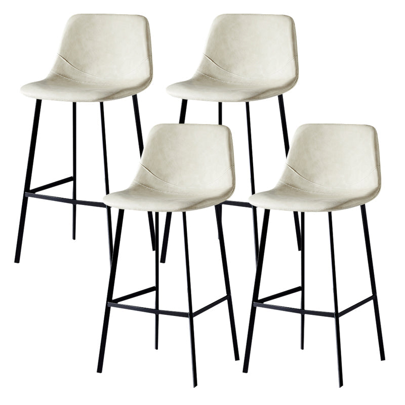 Industrial Style Bar-stool Bucket Seat Metal Legs for Kitchen Bar Off-White Black 4 Piece Set Clearhalo 'Bar Furniture' 'Bar Stools' 'bar_stools' 'furn' 'furn_bar_stools' 'furniture_bar_stools' 'Kitchen & Dining Furniture' 'kitchen&dining_furn' 'kitchen' 'kitchen_furn' Furniture' 4493964
