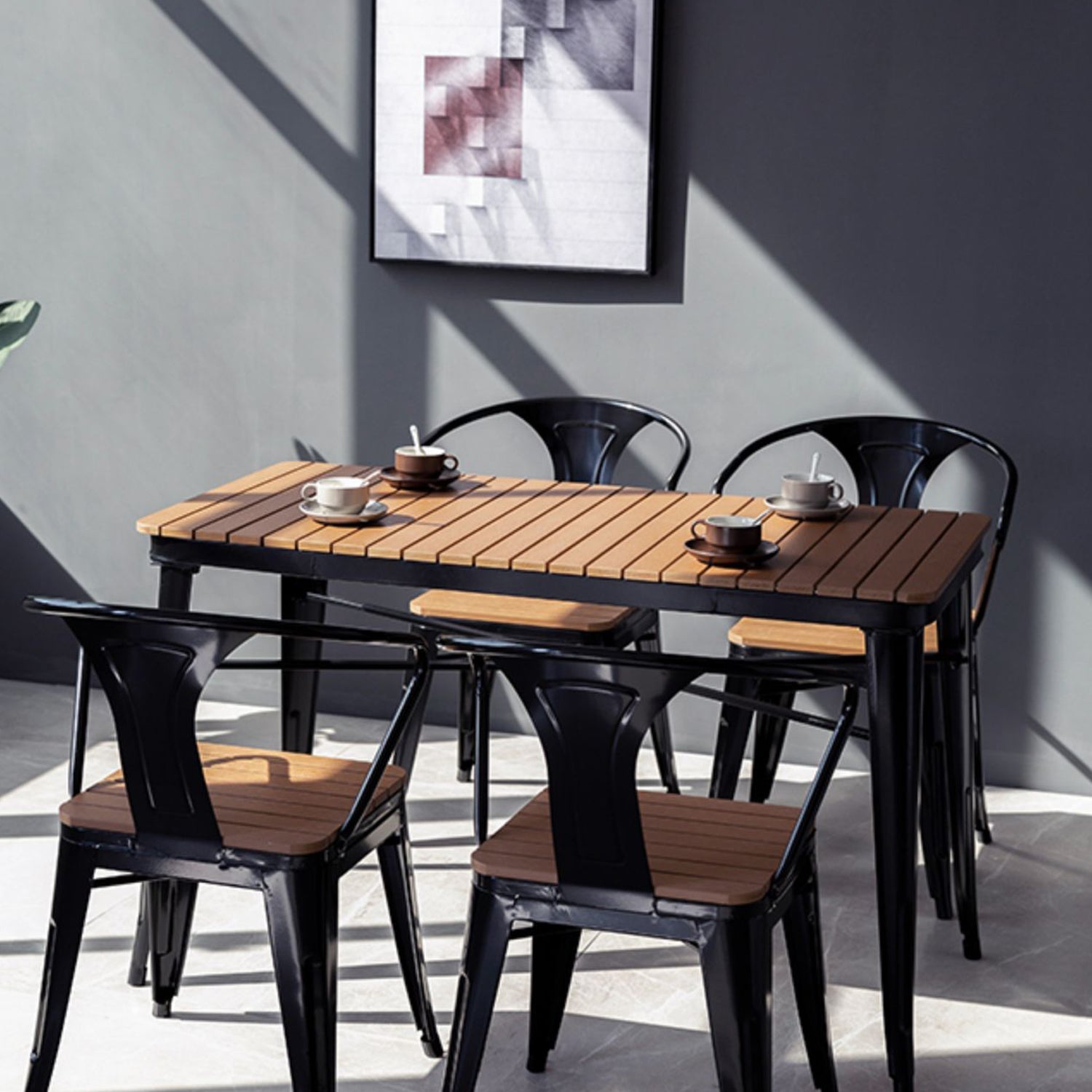 1/3/5 Pcs Metal Industrial Dinette Set with Manufactured Wood Table Dining Set Clearhalo 'Dining Room Sets' 'Dining Tables & Seating' 'dining_room_set' 'furn' 'furn_dining_room_set' 'Furniture' 'furniture_dining_room_set' 'Kitchen & Dining Furniture' 'kitchen&dining_furn' 'kitchen' 4497845
