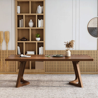 Solid Wood Dining Table Pine Wood Rectangle Table with Double Pedestal Base Brown Without Chairs Clearhalo ' dining_table' 'Dining Tables & Seating' 'Dining Tables' 'furn' 'furn_dining_table' 'Furniture' 'furniture_dining_table' 'Kitchen & Dining Furniture' 'kitchen&dining_furn' 'kitchen' 'kitchen_dining_table' 4501701