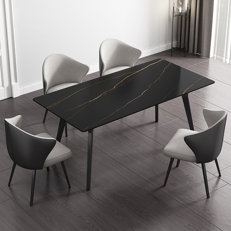 Rectangle Shape Industrial Style Table Sintered Stone Fixed Table for Home Use Black Without Chairs Clearhalo ' dining_table' 'Dining Tables & Seating' 'Dining Tables' 'furn' 'furn_dining_table' 'Furniture' 'furniture_dining_table' 'Kitchen & Dining Furniture' 'kitchen&dining_furn' 'kitchen' 'kitchen_dining_table' 4501740