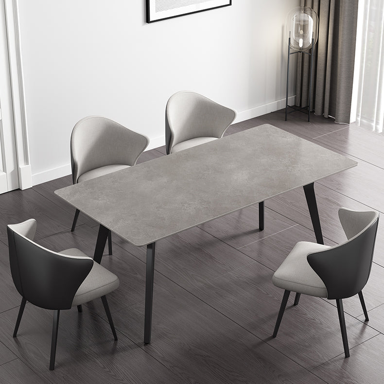 Rectangle Shape Industrial Style Table Sintered Stone Fixed Table for Home Use Gray Without Chairs Clearhalo ' dining_table' 'Dining Tables & Seating' 'Dining Tables' 'furn' 'furn_dining_table' 'Furniture' 'furniture_dining_table' 'Kitchen & Dining Furniture' 'kitchen&dining_furn' 'kitchen' 'kitchen_dining_table' 4501742