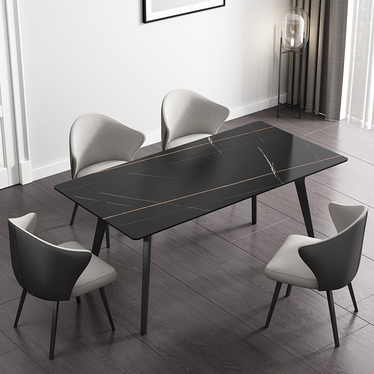 Rectangle Shape Industrial Style Table Sintered Stone Fixed Table for Home Use Black Gold Without Chairs Clearhalo ' dining_table' 'Dining Tables & Seating' 'Dining Tables' 'furn' 'furn_dining_table' 'Furniture' 'furniture_dining_table' 'Kitchen & Dining Furniture' 'kitchen&dining_furn' 'kitchen' 'kitchen_dining_table' 4501744