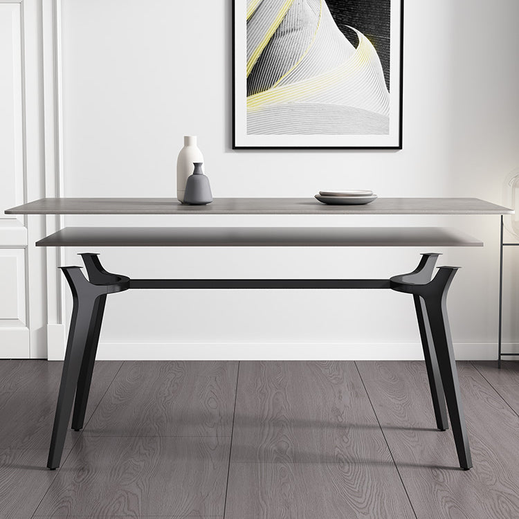 Rectangle Shape Industrial Style Table Sintered Stone Fixed Table for Home Use Clearhalo ' dining_table' 'Dining Tables & Seating' 'Dining Tables' 'furn' 'furn_dining_table' 'Furniture' 'furniture_dining_table' 'Kitchen & Dining Furniture' 'kitchen&dining_furn' 'kitchen' 'kitchen_dining_table' 4501749