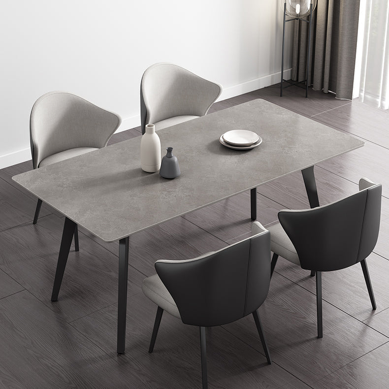Rectangle Shape Industrial Style Table Sintered Stone Fixed Table for Home Use Clearhalo ' dining_table' 'Dining Tables & Seating' 'Dining Tables' 'furn' 'furn_dining_table' 'Furniture' 'furniture_dining_table' 'Kitchen & Dining Furniture' 'kitchen&dining_furn' 'kitchen' 'kitchen_dining_table' 4501750
