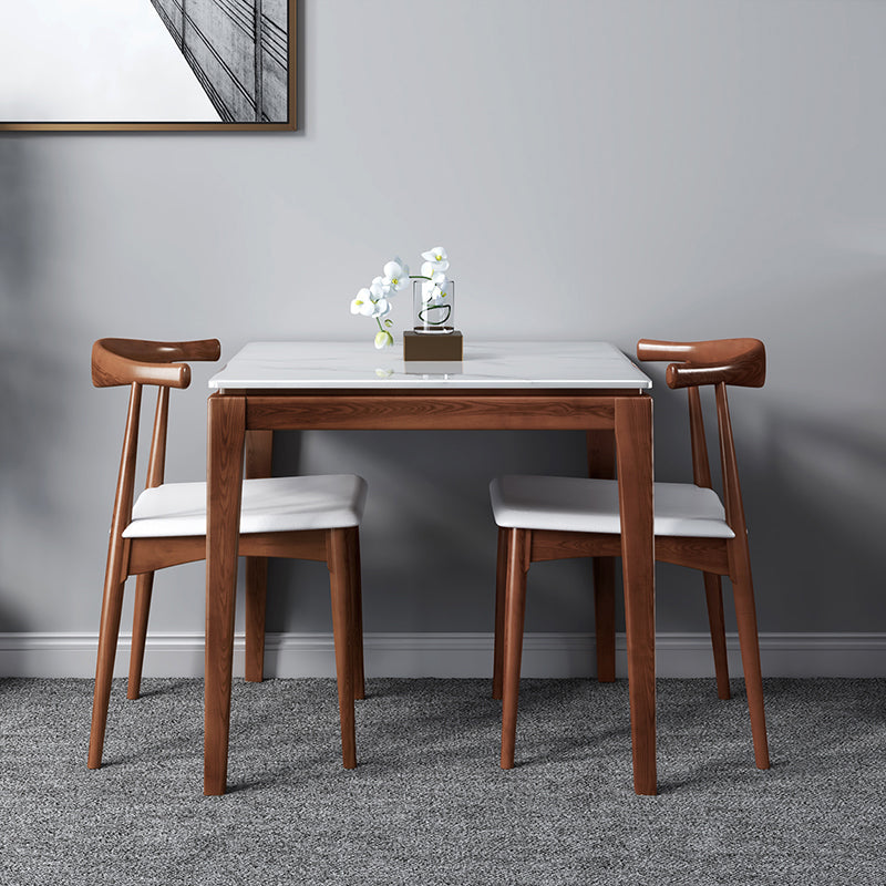 Square Marble Dining Table Industrial Style 4 Legs Table for Dining Room Brown 31.5"L x 31.5"W x 29.5"H Without Chairs Clearhalo ' dining_table' 'Dining Tables & Seating' 'Dining Tables' 'furn' 'furn_dining_table' 'Furniture' 'furniture_dining_table' 'Kitchen & Dining Furniture' 'kitchen&dining_furn' 'kitchen' 'kitchen_dining_table' 4501757