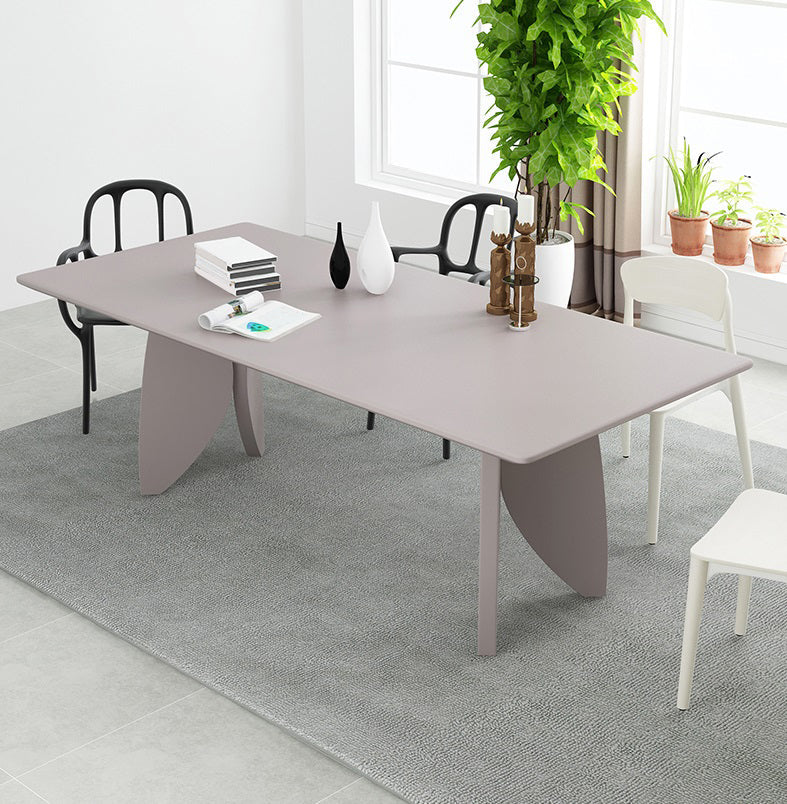 Modern Solid Wood Table for Restaurant Rectangle Dining Table with 4 Legs Grey 63"L x 27.6"W x 29.5"H Without Chairs Clearhalo ' dining_table' 'Dining Tables & Seating' 'Dining Tables' 'furn' 'furn_dining_table' 'Furniture' 'furniture_dining_table' 'Kitchen & Dining Furniture' 'kitchen&dining_furn' 'kitchen' 'kitchen_dining_table' 4501771