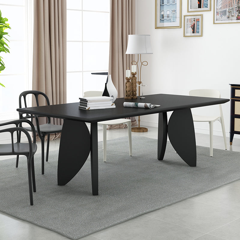 Modern Solid Wood Table for Restaurant Rectangle Dining Table with 4 Legs Black 63"L x 27.6"W x 29.5"H Without Chairs Clearhalo ' dining_table' 'Dining Tables & Seating' 'Dining Tables' 'furn' 'furn_dining_table' 'Furniture' 'furniture_dining_table' 'Kitchen & Dining Furniture' 'kitchen&dining_furn' 'kitchen' 'kitchen_dining_table' 4501772