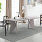 Modern Solid Wood Table for Restaurant Rectangle Dining Table with 4 Legs Grey 55.1"L x 27.6"W x 29.5"H Without Chairs Clearhalo ' dining_table' 'Dining Tables & Seating' 'Dining Tables' 'furn' 'furn_dining_table' 'Furniture' 'furniture_dining_table' 'Kitchen & Dining Furniture' 'kitchen&dining_furn' 'kitchen' 'kitchen_dining_table' 4501773