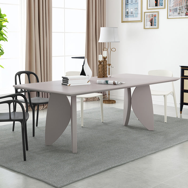 Modern Solid Wood Table for Restaurant Rectangle Dining Table with 4 Legs Grey 55.1"L x 27.6"W x 29.5"H Without Chairs Clearhalo ' dining_table' 'Dining Tables & Seating' 'Dining Tables' 'furn' 'furn_dining_table' 'Furniture' 'furniture_dining_table' 'Kitchen & Dining Furniture' 'kitchen&dining_furn' 'kitchen' 'kitchen_dining_table' 4501773