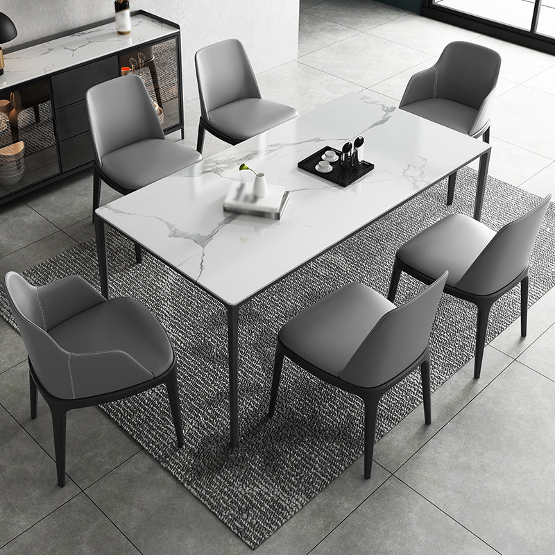Rectangle Dining Site Table Simplicity Style Stone Furniture with 4-foot White 55.1"L x 31.5"W x 29.5"H Without Chairs Clearhalo ' dining_table' 'Dining Tables & Seating' 'Dining Tables' 'furn' 'furn_dining_table' 'Furniture' 'furniture_dining_table' 'Kitchen & Dining Furniture' 'kitchen&dining_furn' 'kitchen' 'kitchen_dining_table' 4501792