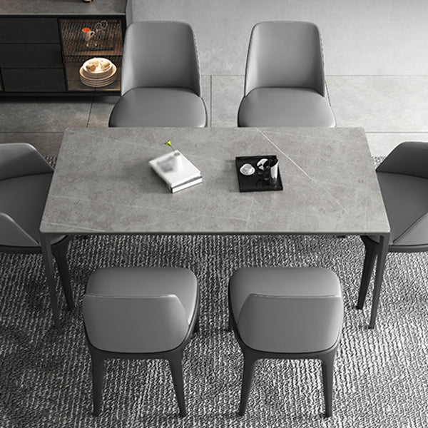 Rectangle Dining Site Table Simplicity Style Stone Furniture with 4-foot Gray Without Chairs Clearhalo ' dining_table' 'Dining Tables & Seating' 'Dining Tables' 'furn' 'furn_dining_table' 'Furniture' 'furniture_dining_table' 'Kitchen & Dining Furniture' 'kitchen&dining_furn' 'kitchen' 'kitchen_dining_table' 4501793