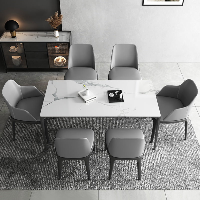 Rectangle Dining Site Table Simplicity Style Stone Furniture with 4-foot White 63"L x 31.5"W x 29.5"H Without Chairs Clearhalo ' dining_table' 'Dining Tables & Seating' 'Dining Tables' 'furn' 'furn_dining_table' 'Furniture' 'furniture_dining_table' 'Kitchen & Dining Furniture' 'kitchen&dining_furn' 'kitchen' 'kitchen_dining_table' 4501794