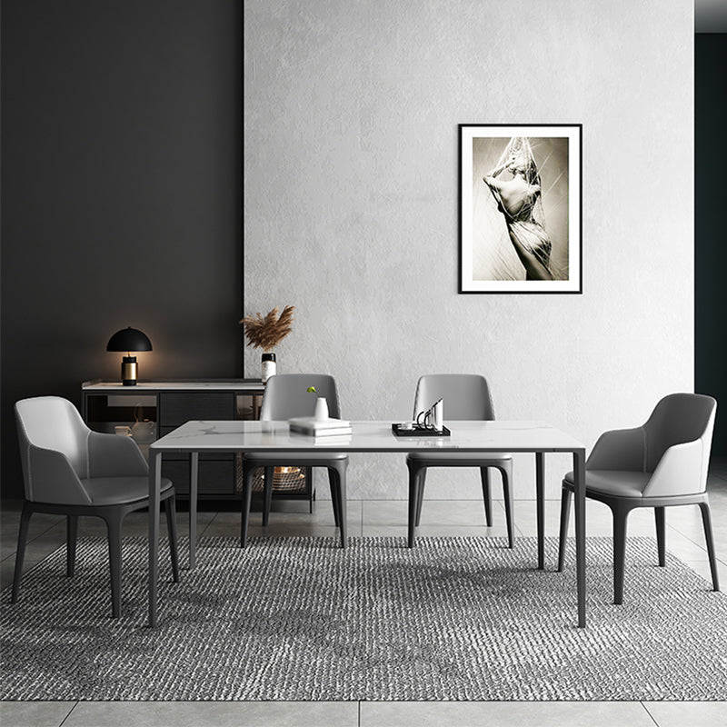 Rectangle Dining Site Table Simplicity Style Stone Furniture with 4-foot White 70.9"L x 35.4"W x 29.5"H Without Chairs Clearhalo ' dining_table' 'Dining Tables & Seating' 'Dining Tables' 'furn' 'furn_dining_table' 'Furniture' 'furniture_dining_table' 'Kitchen & Dining Furniture' 'kitchen&dining_furn' 'kitchen' 'kitchen_dining_table' 4501795