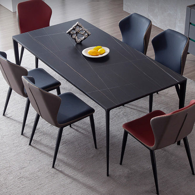 Rectangle Dining Site Table Simplicity Style Stone Furniture with 4-foot Black Without Chairs Clearhalo ' dining_table' 'Dining Tables & Seating' 'Dining Tables' 'furn' 'furn_dining_table' 'Furniture' 'furniture_dining_table' 'Kitchen & Dining Furniture' 'kitchen&dining_furn' 'kitchen' 'kitchen_dining_table' 4501796