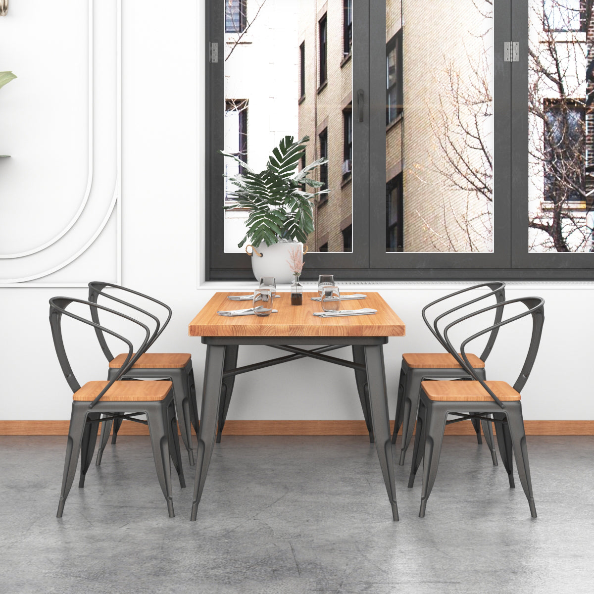 Solid Wood Dining Table Industrial 4 Legs Dining Table with Metal Base 63"L x 27.6"W x 29.5"H Without Chairs Clearhalo ' dining_table' 'Dining Tables & Seating' 'Dining Tables' 'furn' 'furn_dining_table' 'Furniture' 'furniture_dining_table' 'Kitchen & Dining Furniture' 'kitchen&dining_furn' 'kitchen' 'kitchen_dining_table' 4501807